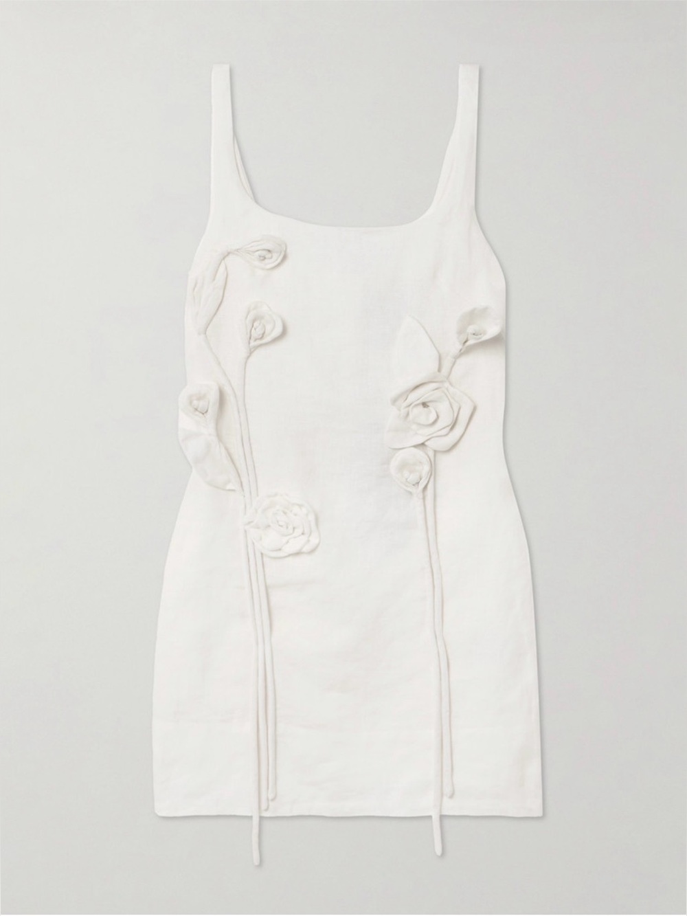 FARM Rio White Rosette Floral Appliqué Linen Mini Dress Size S